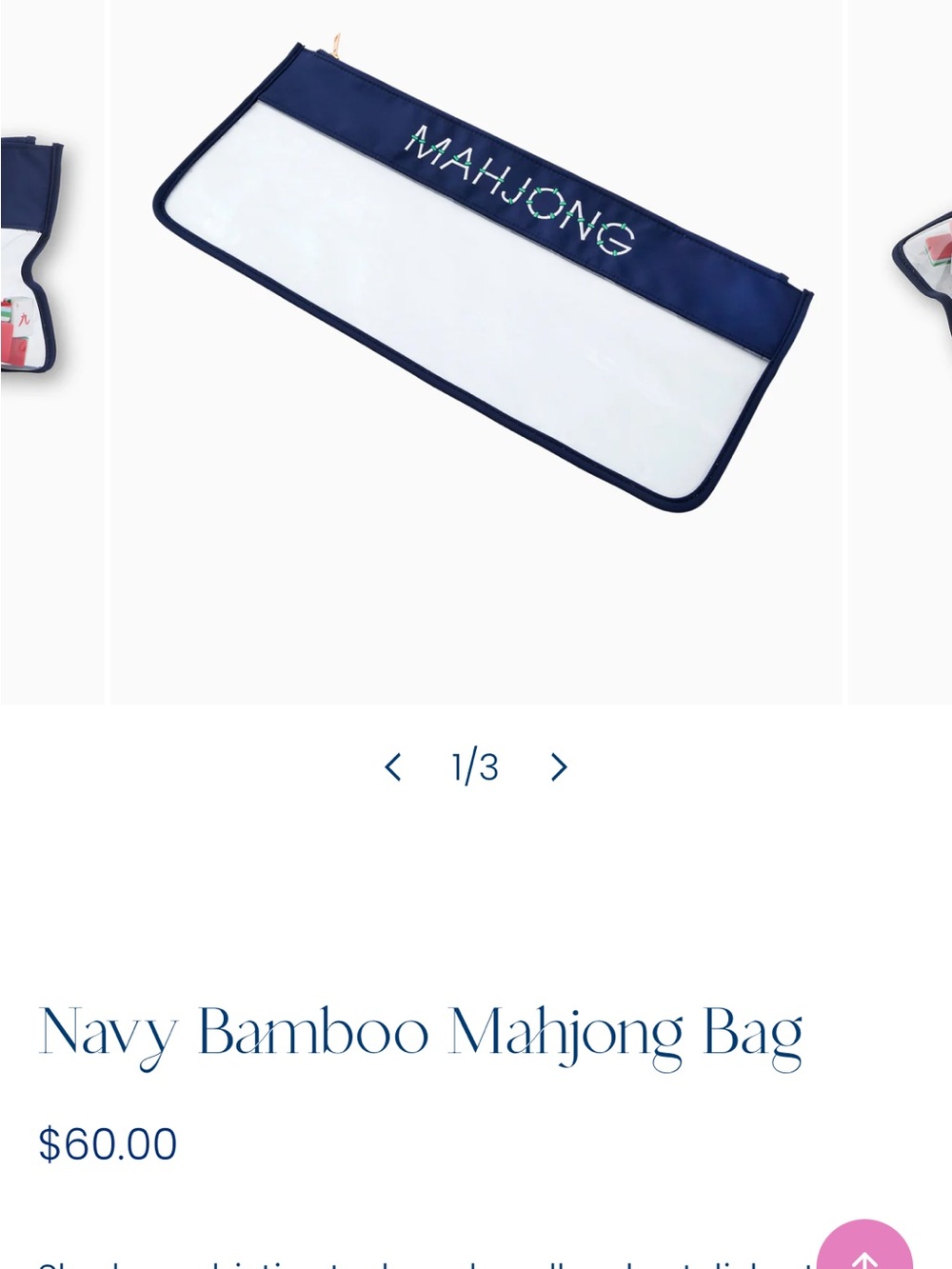 Navy Mahjong Carry Pouch with Clear Front